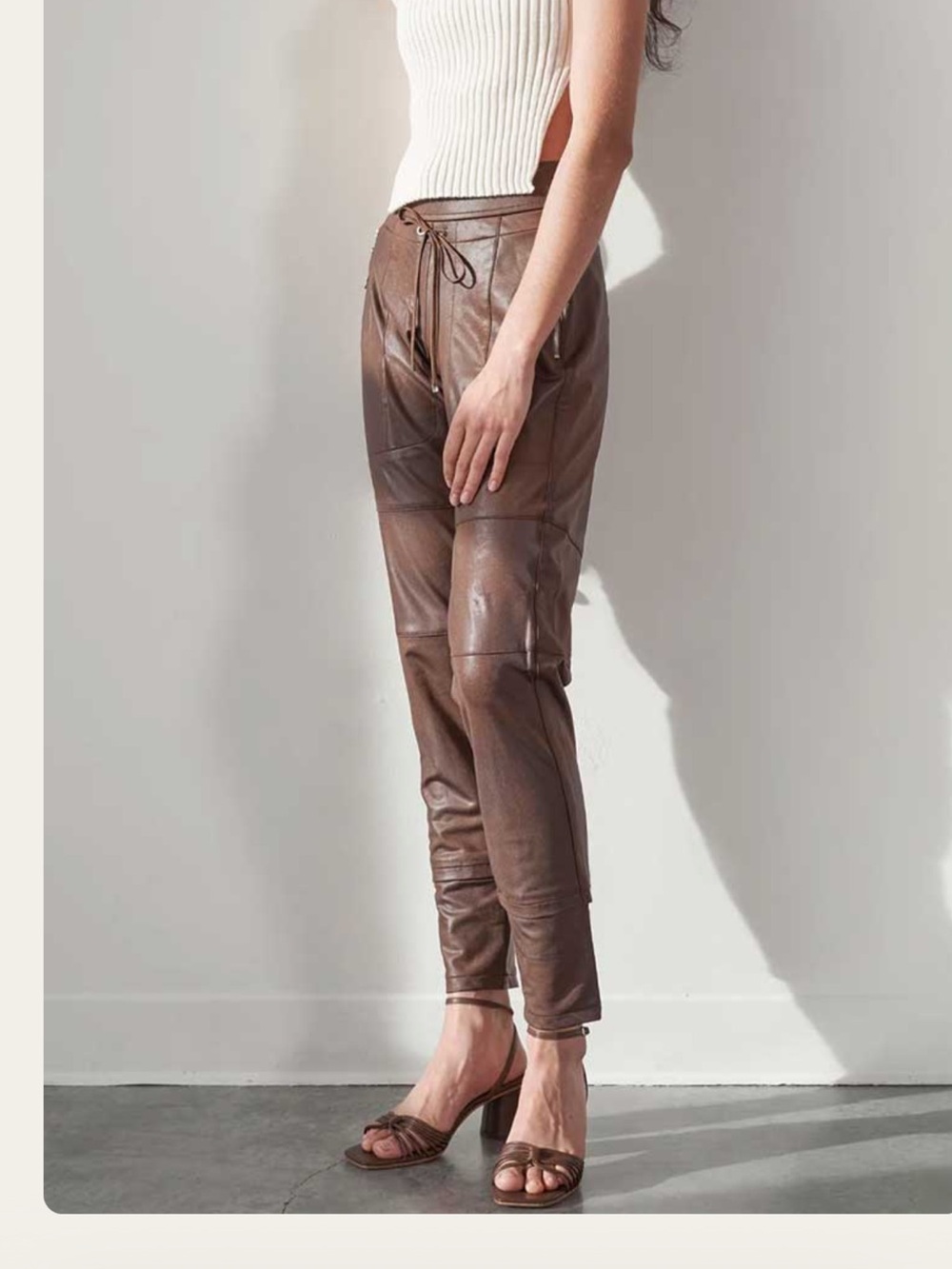 Raffaello Rossi Candy Vegan Leather Pants Terra 42 US 12 NWT